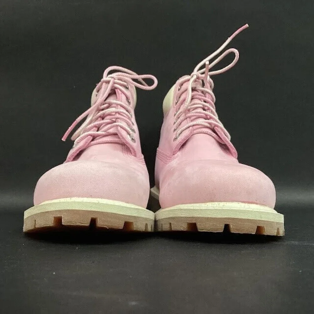 Timberland -Girl Sz 2 -Pale Pink Leather Work/Combat Boots -Primaloft 200- A13U3